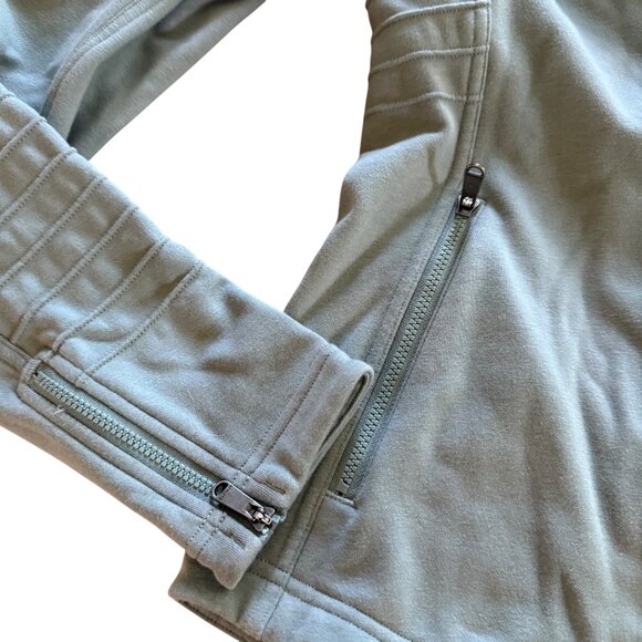Athleta XS Moto Jacket Green Womens Full-Zip Stretch Fleece Lined - Picture 3 of 7